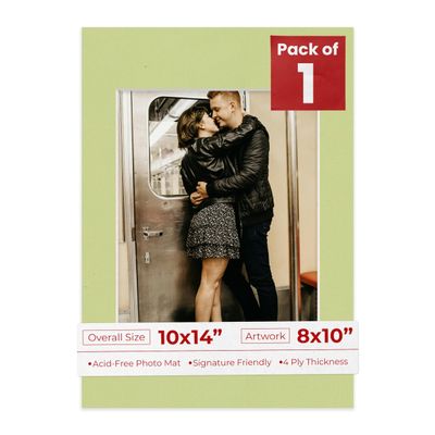 Poster Palooza 10x14 Mat Bevel Cut for 8x10 Photos - Acid Free Pistachio Green Precut Matboard - For Pictures, Photos, Framing - 4-ply Thickness
