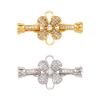 Pandahall 2Pcs Brass Micro Pave Cubic Zirconia Fold Over Clasps Crystal CZ Stone Flower Shaped Pendant Links Connectors for Necklace Bracelet Jewelry Extender (Golden & Platinum) view 1