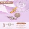 Pandahall 2Pcs Brass Micro Pave Cubic Zirconia Fold Over Clasps Crystal CZ Stone Flower Shaped Pendant Links Connectors for Necklace Bracelet Jewelry Extender (Golden & Platinum) view 2