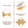 Pandahall 2Pcs Brass Micro Pave Cubic Zirconia Fold Over Clasps Crystal CZ Stone Flower Shaped Pendant Links Connectors for Necklace Bracelet Jewelry Extender (Golden & Platinum) view 3