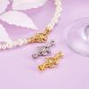 Pandahall 2Pcs Brass Micro Pave Cubic Zirconia Fold Over Clasps Crystal CZ Stone Flower Shaped Pendant Links Connectors for Necklace Bracelet Jewelry Extender (Golden & Platinum) view 4