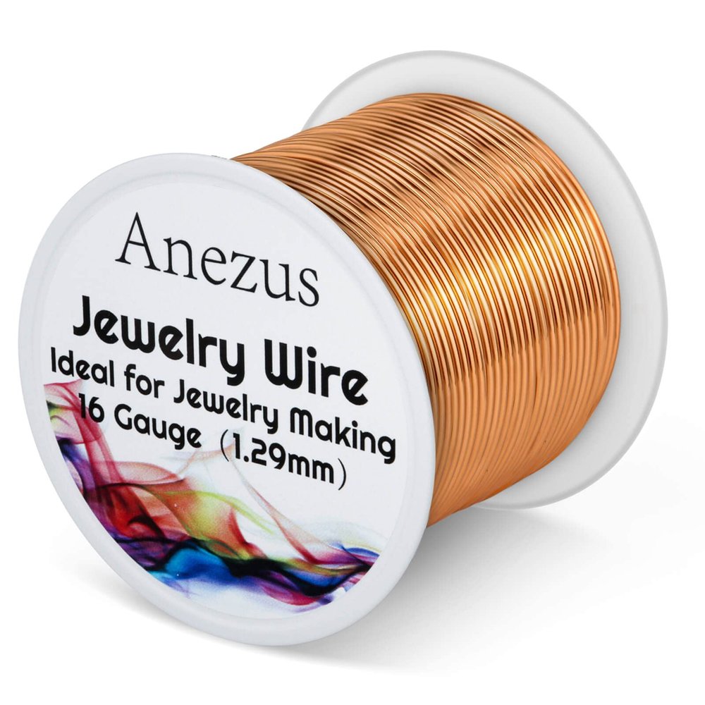 Anezus 16 Gauge Jewelry Wire, 11 Yards Craft Wire Tarnish Resistant Copper Wire for Jewelry Making, Wire Wrapping and Crafting(Copper)
