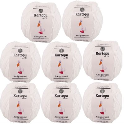 Kartopu Amigurumi and Baby Cotton Knitting Rope,Specially Produced for Amigurumi Lovers,(8Pack)Skein(Ball) 1.76 Oz (50g) (White 010)