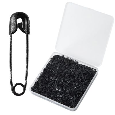 1000PCS Safety Pins, 0.75In/19mm Small Fastening Pins, Rust Resistant Nickel Plated Steel Set for Crafting, Sewing, Jewelry Making Fabric, Rimming Fastening Clip Button for Garment Hang Tag (Black)