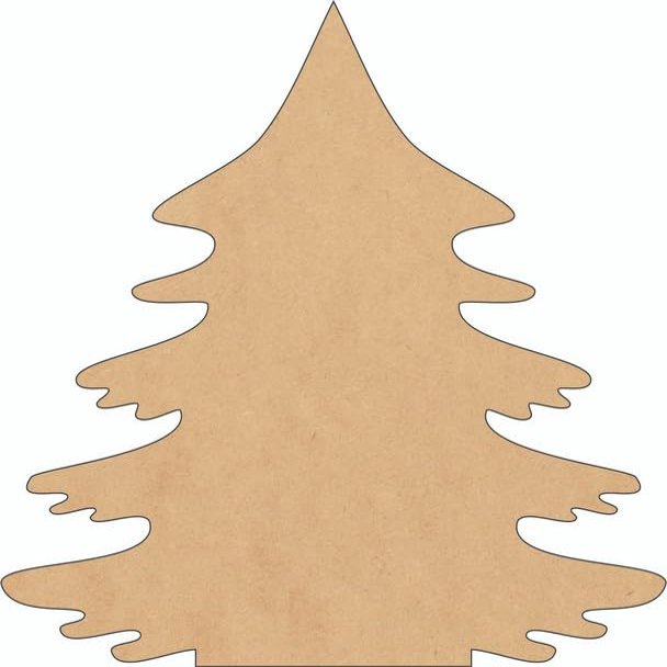 Christmas Tree Wooden 7" Cutout, Unfinished Wood MDF 1/8" Wall Hanging