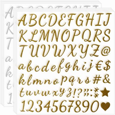 Waynoda 790 Pieces 10 Sheets Self Adhesive Glitter Alphabet Letter Stickers for Classroom Decor, Grad Cap Decoration, DIY Crafts Art Making, Business,Address Number (Gold and Silver,1 Inch)