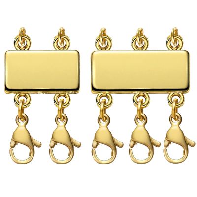 Qulltk 2 Pcs Layered Necklace Clasps Necklace Connector Multiple Strands Clasp for Layering Jewelry,Gold and Silver Separator for Stackable Necklaces Chains