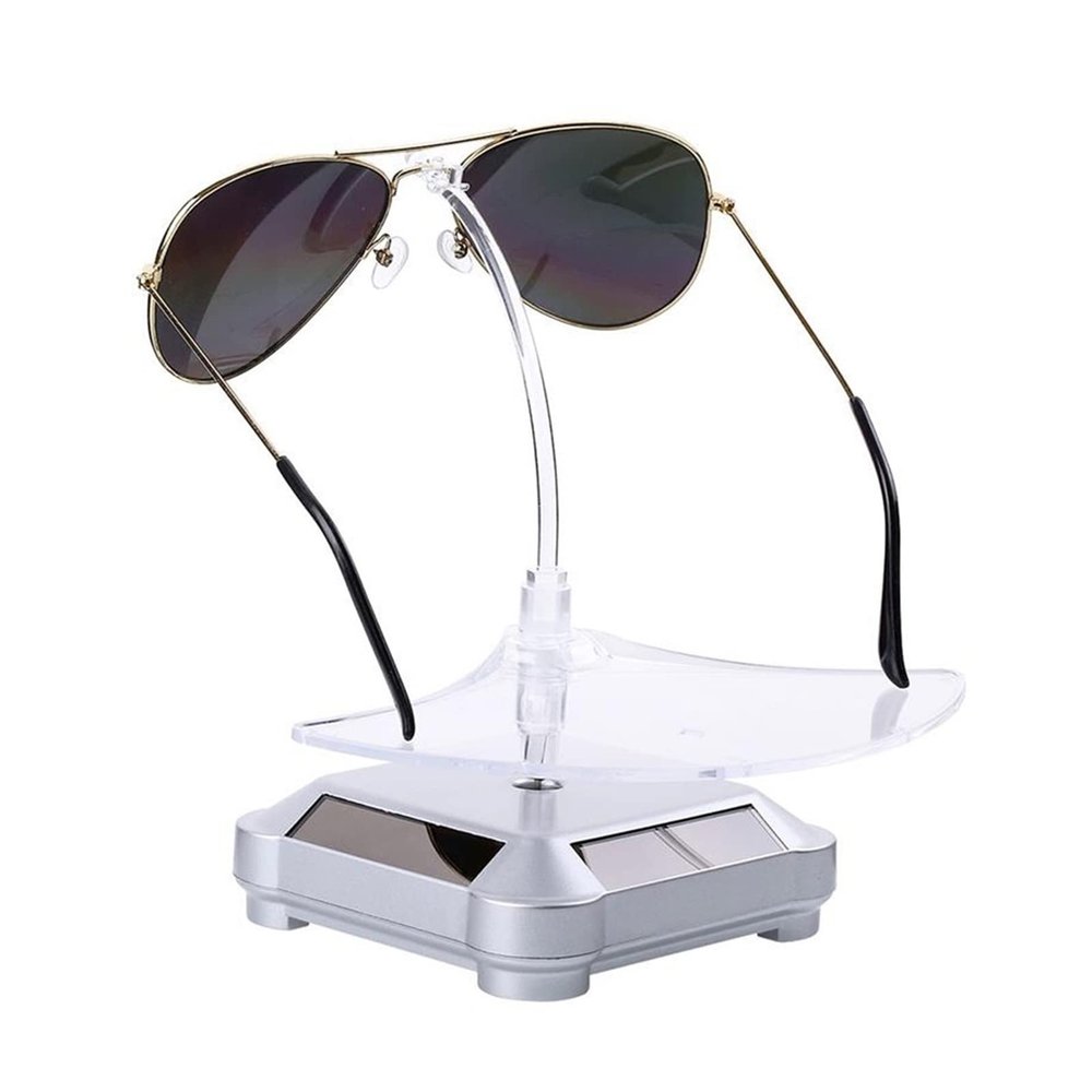 TOMYEUS Glasses Stand Glasses Display Stand Set Creative Rotary Sunglasses Organizer Glasses Standing Window Display Sunglasses Storage Glasses Holder (Color : Silver)