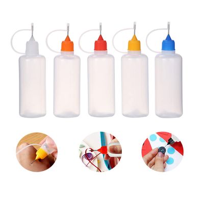 15ml Empty Glue Bottle, Plastic Applicator Bottles with Needle Tip Caps for Glue, Liquid, Oil, DIY Craft, Acrylic Painting (Multicolor - 5pcs)