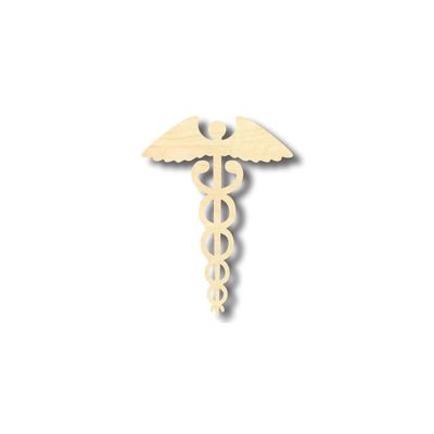 Unfinished Wood Caduceus Shape Medicine Craft up to 46" DIY 7" / 1/4"