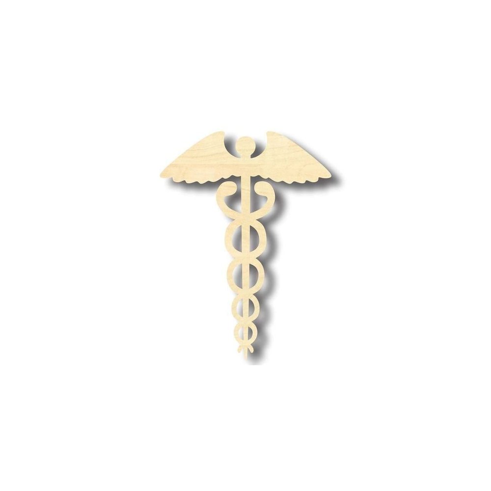 Unfinished Wood Caduceus Shape Medicine Craft up to 46" DIY 7" / 1/4"