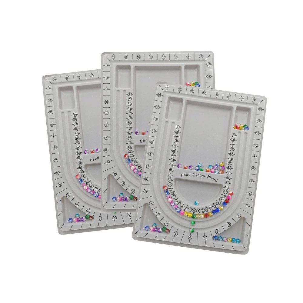 Pangmao 3 Pack Bead Design Board Bracelet Design Board Flocked Beading Jewelry Organizer Tray DIY Jewelry Making Tray(13 Inch)