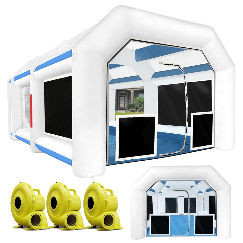 BONOOTH Inflatable Paint Booth 21.5x13x9Ft with Three Blowers for Auto Parts and Furniture Painting, Portable Paint Booth with Upgraded High Efficient Air Exchange System