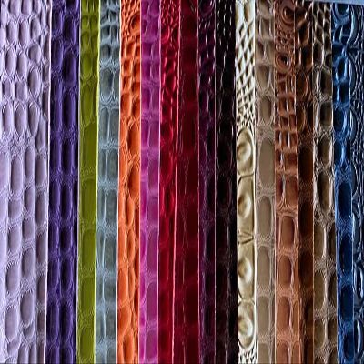 54" Wide Shiny Swamp Crocodile Embossed Faux Leather Vinyl | Furniture Automotive Upholstery Fashion Accessories | Sold by The Yard (RED FIRE)