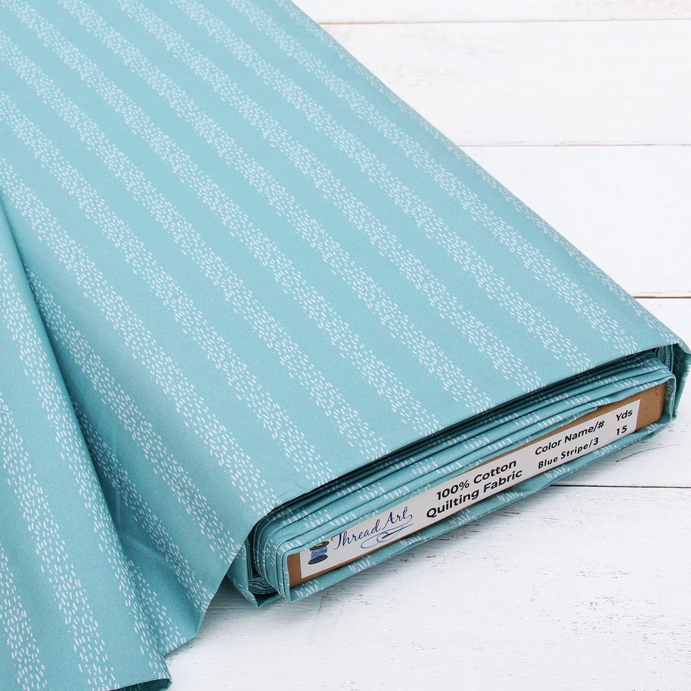 3 Yard Cut Threadart Premium Cotton Quilting Fabric - Blue Stripe 3-44" Width - 100% Cotton - Quilting, Sewing, Crafts