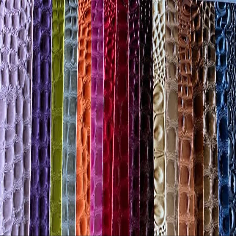 54" Wide Shiny Swamp Crocodile Embossed Faux Leather Vinyl | Furniture Automotive Upholstery Fashion Accessories | Sold by The Yard (Ginger)