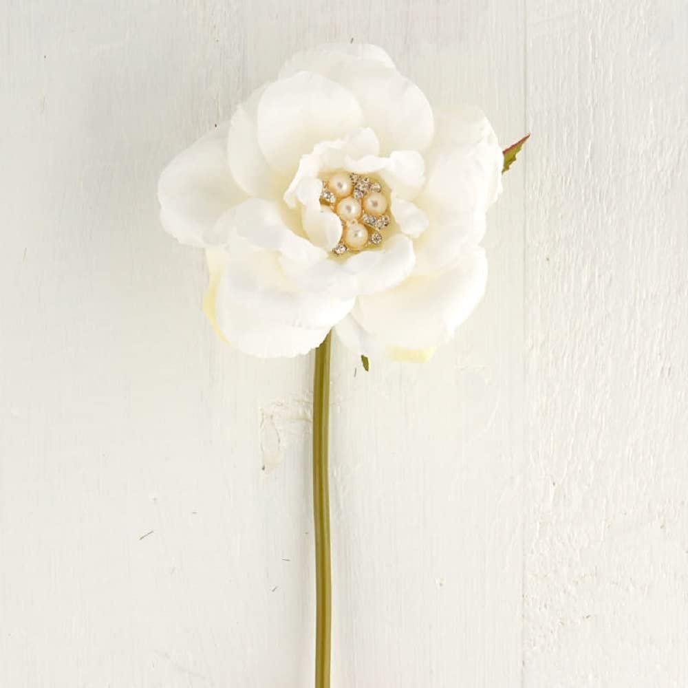 Factory Direct Craft Package of 2 Creamy White Artificial Rose Stems for Home Decor or Wedding Floral Displays