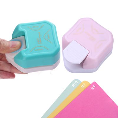 2Pcs (4mm 7mm 10mm) 3 in 1 Corner Rounder Paper Punch for Paper Crafts, Laminate, Cardstock, Business Card, DIY Projects, Photo, Card Making and ScrapbookingPink,Blue