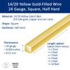 24 Gauge, Square, Half Hard, 14/20 Yellow Gold-Filled Wire - 10 FT - for Jewelry Art from WIZART view 2
