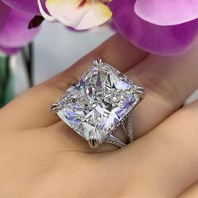 Light Luxury 925 Sterling Silver Shiny Full Diamond Princess Square Large Carat Gemstone Ring Cubic Zirconia Rings CZ Diamond Two Row Dazzling Ring Eternity Engagement Wedding Band Ring for Women F137 (US Size 7)