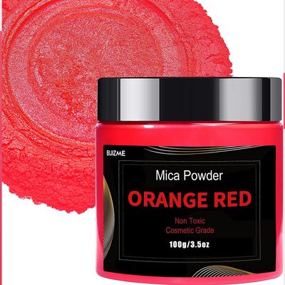 Deep Red Mica Powder Pigment (100g) -Cosmetic Grade Metallic Mica Powder for Epoxy Resin, Lip Gloss, Soap,Candle making, Bath Bombs,Tumblers, Jewelry, Dyes and DIY Crafting Projects(Orange Red, 3.5oz)