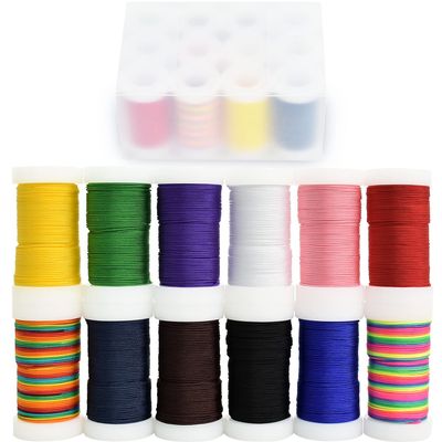 TONIFUL 12 Color 0.8mm Colored Set Satin Cord Silky Nylon Rattail Cord 240yds Colorful Nylon Beading String for Braided Necklace Macrame Friendship Bracelet Chinese Knotting Jewelry Making