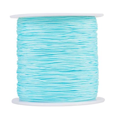 Pandahall 150 Yards Braided Nylon Thread 0.5mm Soft Sheen Beading Cord Kumihimo Strings for Sewing Crafts, DIY Bracelets, Necklaces, Pendants, Macrame Making(Pale Turquoise)