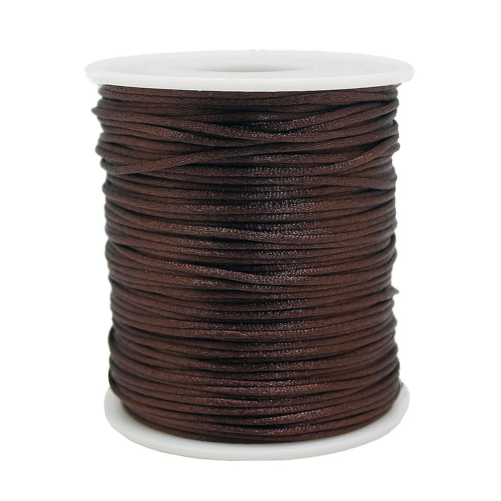 Fbshicung Satin Nylon Trim Cord, 263Feet 1.5mm Rattail Beading String Cord for Arts and Crafts, Macrame Bracelets, Necklaces,DIY, Jewelry Making(Brown)