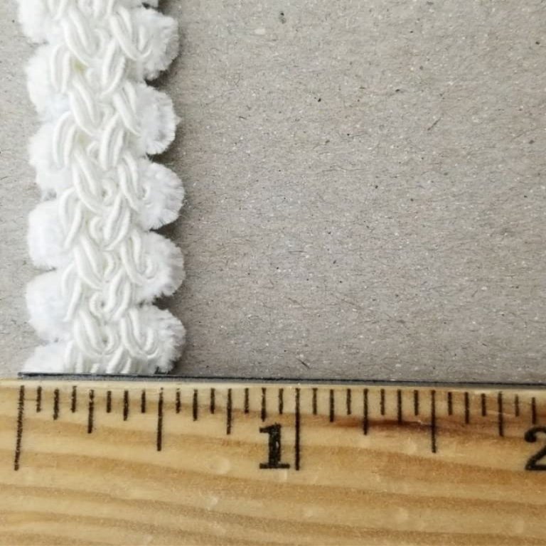 1 Pcs 1/2" Wide Off White Chenille Braid Trim for Sewing, Chenille Trim for Quilting 18 Yards | #AA122RK