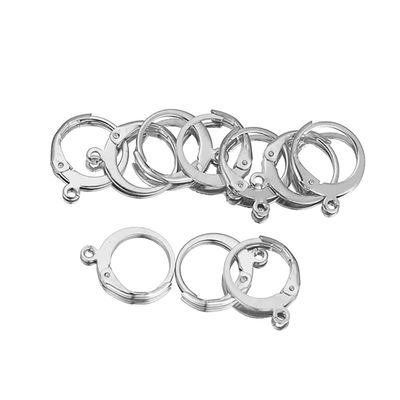 10pcs Earrings Silver Gold Hypoallergenic Round Lever Back Leverback Ear Hooks Finding (Silver)