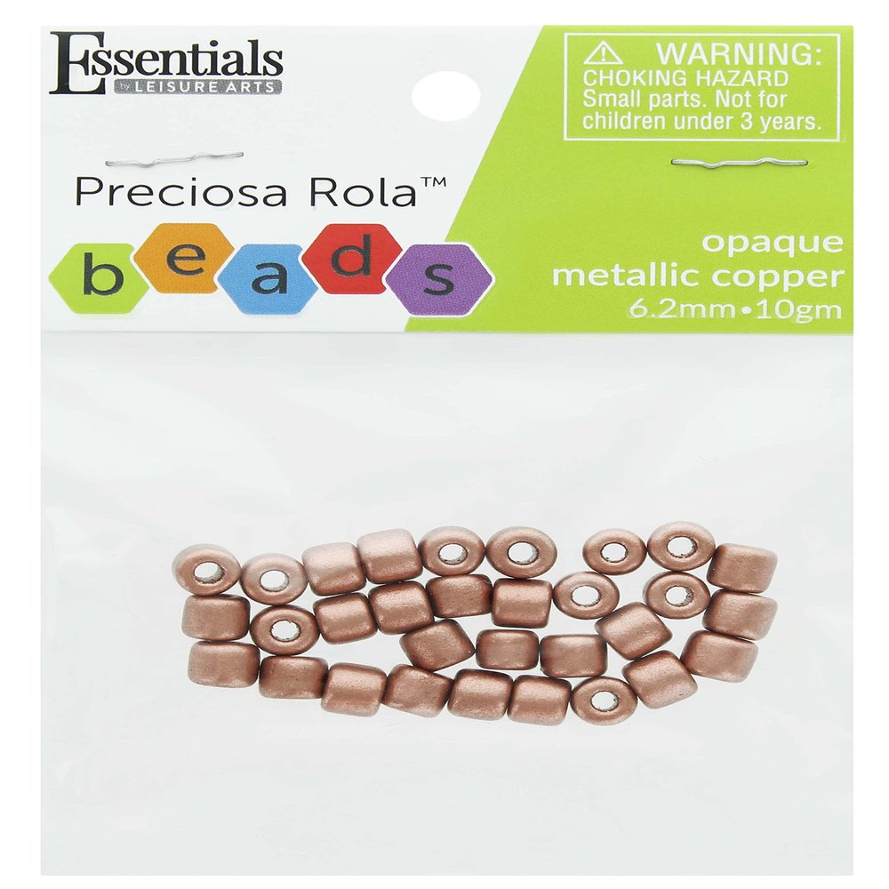 Essentials by Leisure Arts Czech Rola Bead Opaque Metallic Copper 6.2mm 10gm Czech Glass Beads for Jewelry Making, Czech Beads for DIY Bracelets, Necklaces, and Craft Projects