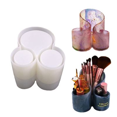 Resin Pen Mold CXUEMH Pen Holder Mold with 3 Slots Silicone Molds for Makeup Container, Brushes Holder, Jewelry Organizer, Unique Epoxy Mold for Resin Craft Desktop Decor (White)