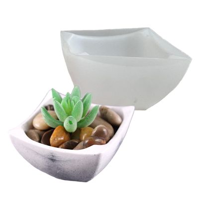 Square Concrete Flower Pot Silicone Mold Succulent Planter Vase Cactus Mold Epoxy Resin Plaster Cement Clay Mould