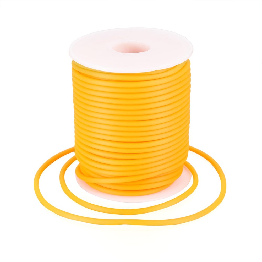 PH PandaHall Pandahall 27.4 Yards/Roll 3mm Hollow Pipe Tubuing Rubber Cord with 1.5mm Hole Tube Plasic Spool (Orange)