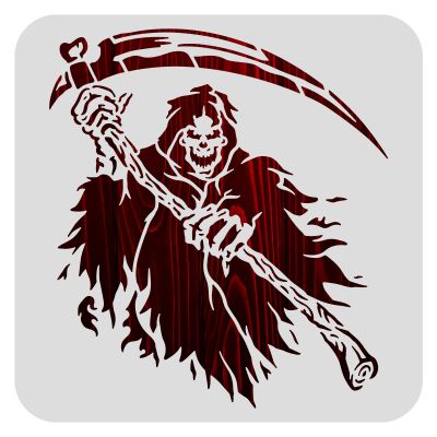 BENECREAT 12x12inch Halloween Decoration Stencils, Grim Reaper Skeleton Scythe Pattern Cutout Template for Art Spraying, DIY Home Decor, Paint Wooden Signs