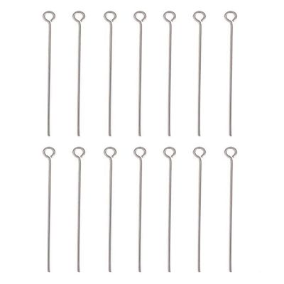 100pcs Adabele 304 Grade Surgical Stainless Steel Eye Pins 38mm (1.5 Inch) Eyepin (Wire 0.7mm/21 Gauge) for Jewelry Beading Craft Making SJF66-38