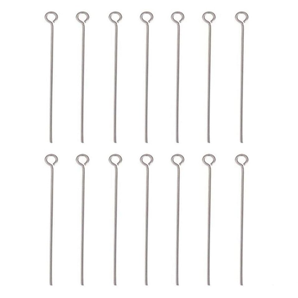 100pcs Adabele 304 Grade Surgical Stainless Steel Eye Pins 38mm (1.5 Inch) Eyepin (Wire 0.7mm/21 Gauge) for Jewelry Beading Craft Making SJF66-38