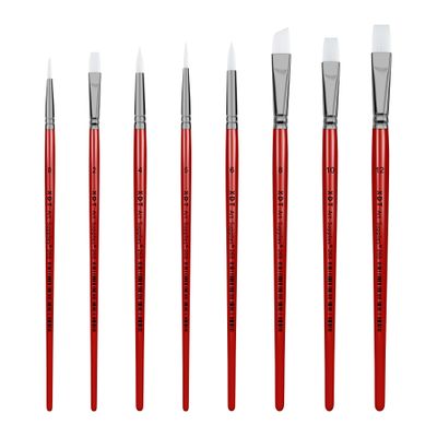 XDT#268 Paint Brush Set, 8Pcs Nylon Brushes for Acrylic Painting, Watercolor, and Crafting, Kids Adult Drawing Arts Crafts Supplies, Red