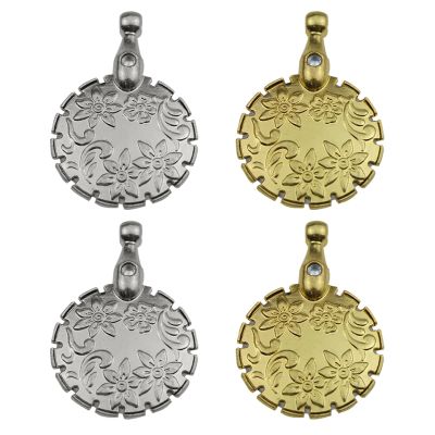 4 Pack Yarn Cutter Pendants - Antique Metal Round Thread Cutting Tools for DIY Knitting Sewing Craft (Gold + Silver)