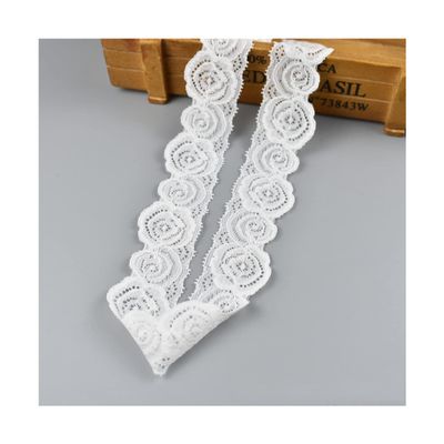 BAN.P 5Yard/Lot White Elastic Lace Ribbon Trims Underwear Lace Trim Embroidered for Sewing Decoration African Lace Fabric (Color : NO 26 3.6CM 1.44inch, Size : 2-10cm)
