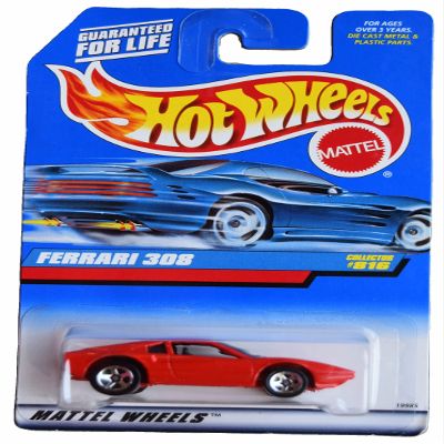 Hot Wheels Ferrari 308 (1:64 Scale Die-Cast Car Model, Red, 6 x 9 x 3 Inches, Kid, Unisex, Children)