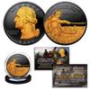 2021 Washington Crossing Delaware U.S. Quarter 2-Sided Black Ruthenium with 24KT Gold Highlights Obverse & Reverse view 1