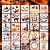 25 Pcs Halloween Stencils Reusable, 6x6 Halloween Stencils for Painting on Wood, Plastic Drawing Spraying Templates for Greeting Cards, Halloween Crafts Ornaments Wall Window Door DIY Decoration view 1