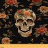 Rose Sugar Skull Upholstery Fabric for Chairs, Rose Floral Flowers Fabric By The Yard, Halloween Pesonalized Skeleton Bones Decorative for Upholstery and Home DIY Projects, 10 Yard,Red view 1
