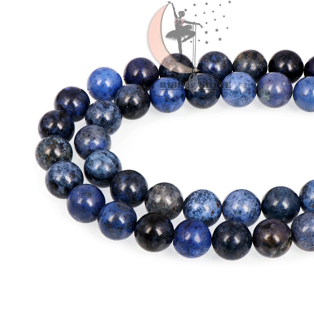 10.5 mm Smooth Round Dumortierite Beads Natural Beads Gemstone Loose for DIY Necklace Bracelet Jewelry Making Strand 15", 39 cms
