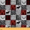 Buffalo Plaid Check Upholstery Fabric Deer Fabric By The Yard,Bear Elk Antler Wild Animal Decorative Fabric,Cabin Wooden Arrow Footprint Fabric, Christmas Stripe Patchwork Art, 3 Yards, Red Grey view 1
