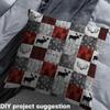 Buffalo Plaid Check Upholstery Fabric Deer Fabric By The Yard,Bear Elk Antler Wild Animal Decorative Fabric,Cabin Wooden Arrow Footprint Fabric, Christmas Stripe Patchwork Art, 3 Yards, Red Grey view 4