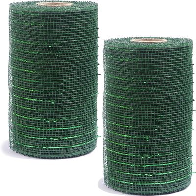 YYCRAFT 2 Pack 10" Metallic Poly Mesh Ribbon (Total 20 Yards,Dark Green)