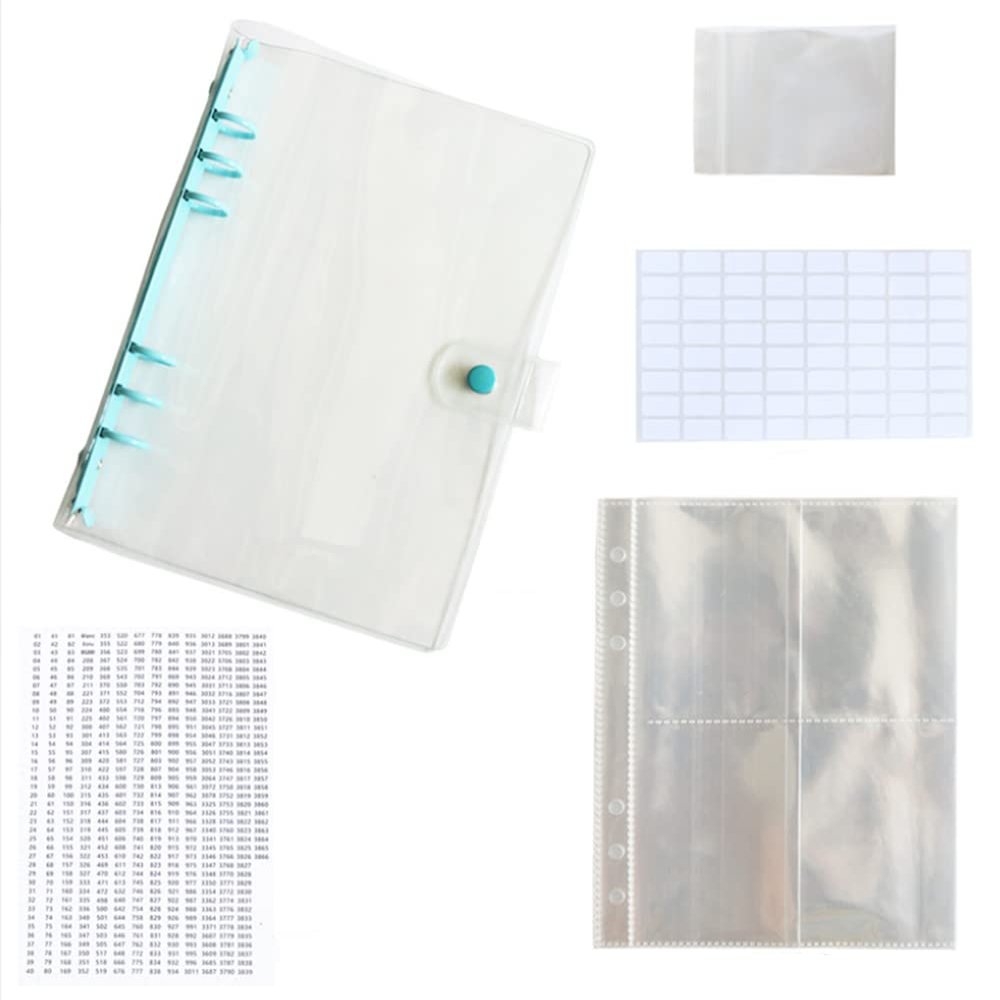 pigpigboss Diamond Painting Beads Storage Book Diamond Painting Storage Book Binder with Pockets, Self-sealing Bags Clear Loose Leaf Organizer DIY Diamond Painting Accessories Tools