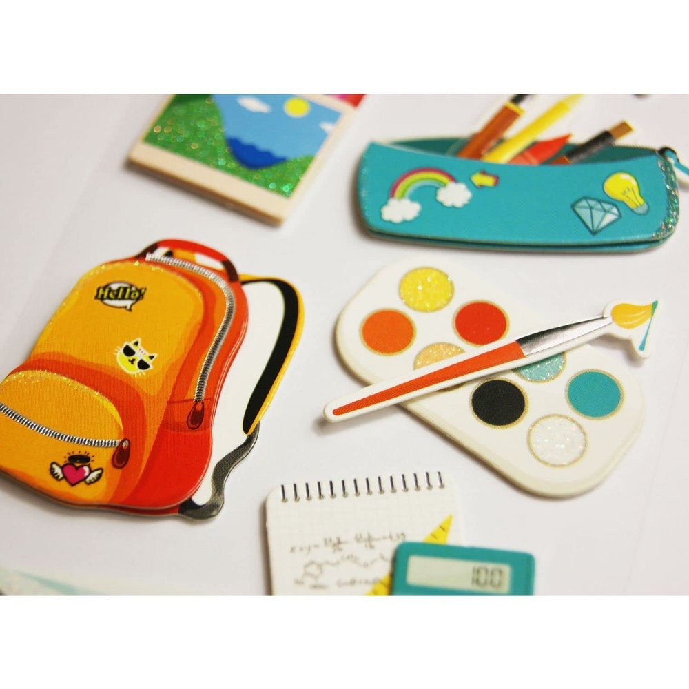 Glitter Embossed Stickers - Back to School